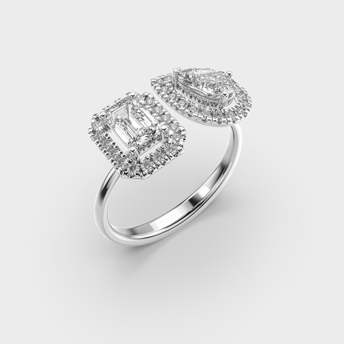 Toi Et Moi Halo Diamond Ring - View 15