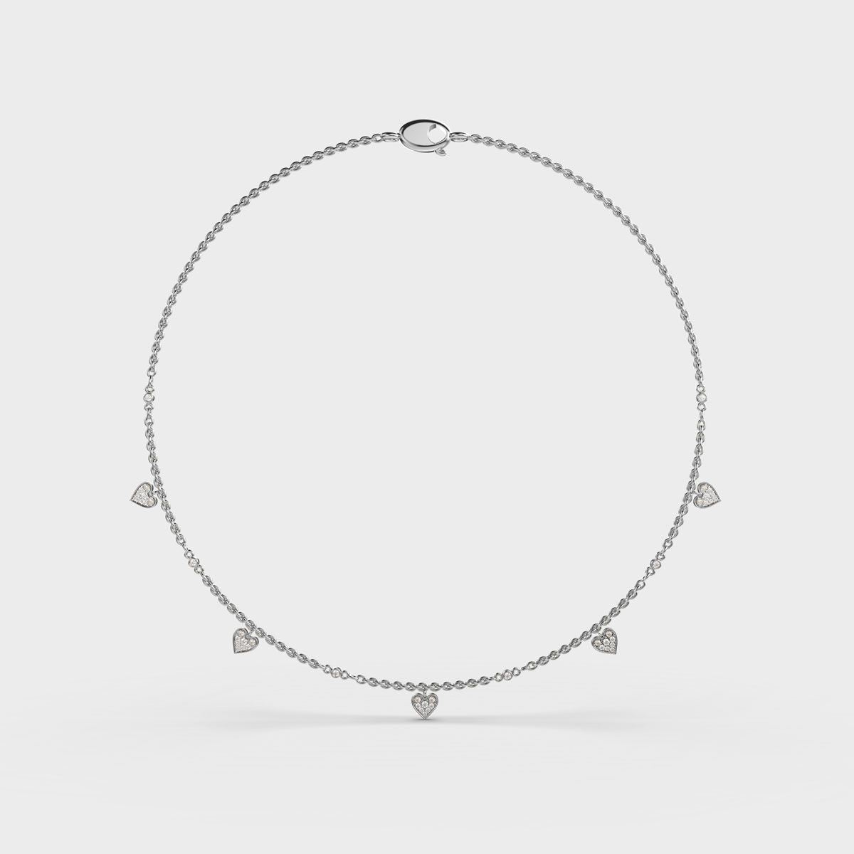 Dainty Hearts Charm Diamond Necklace