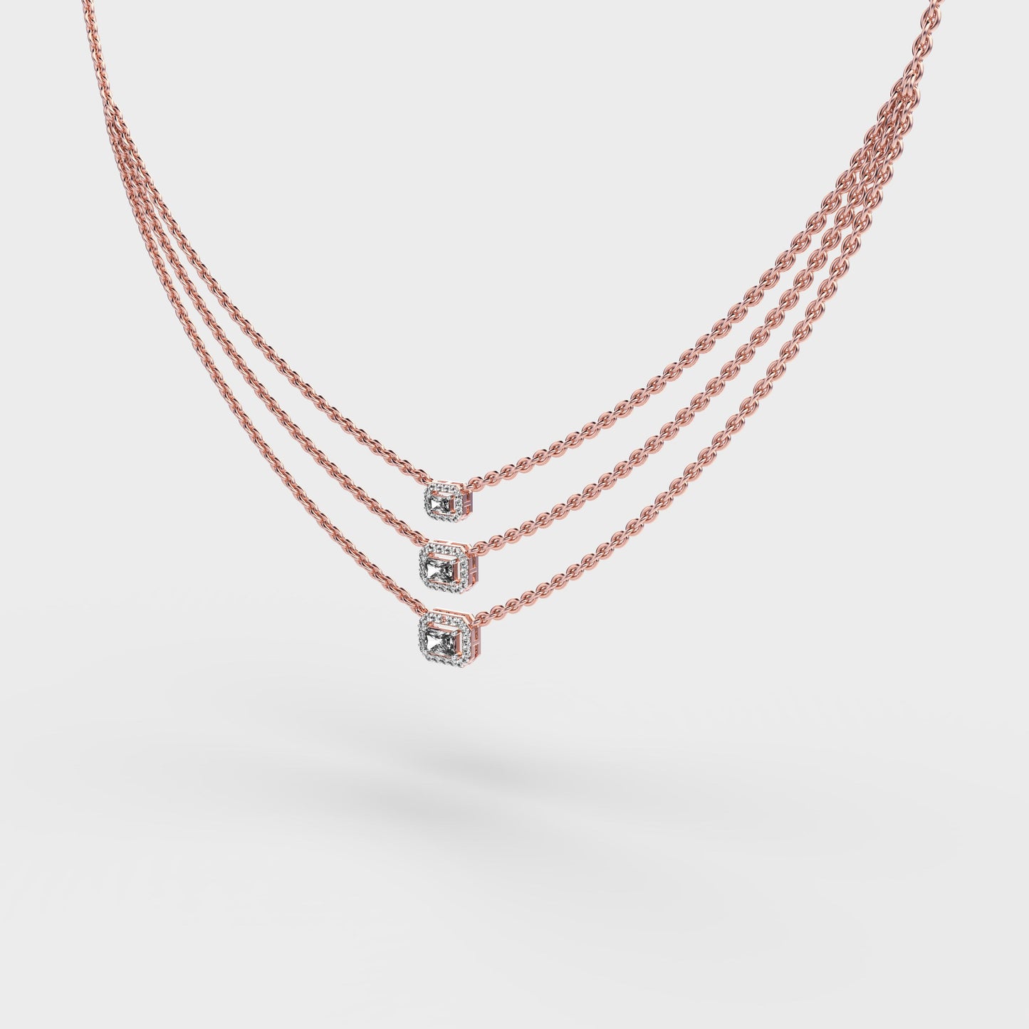 Three Layered Chic Diamond Necklace