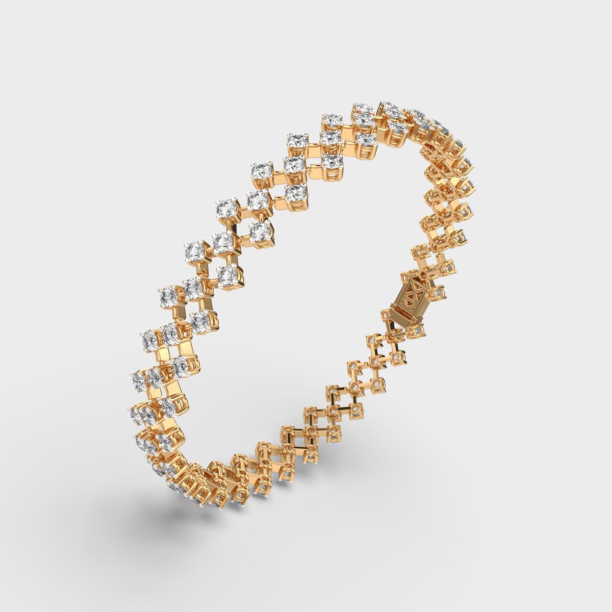 Clustered Diamond Mesh Wide Bracelet
