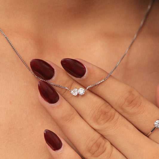 Toi Et Moi Heart and Round Necklace