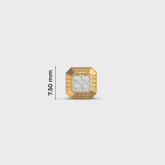 Radiant Octagonal Clustered Diamond Stud For Men