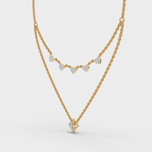 Heart Duo Layered Diamond Necklace