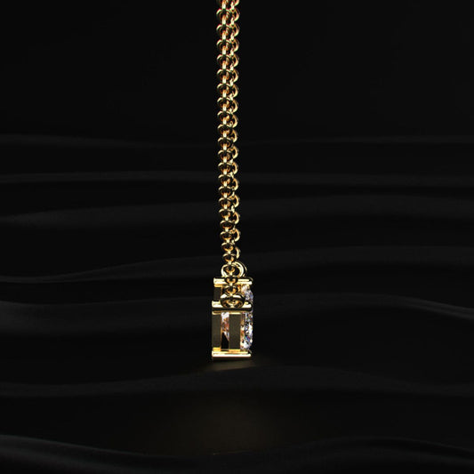 East-West Emerald Cut Diamond Solitaire Necklace