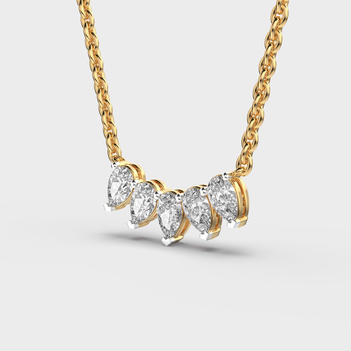 Inverted Tiara Pear Diamond Necklace