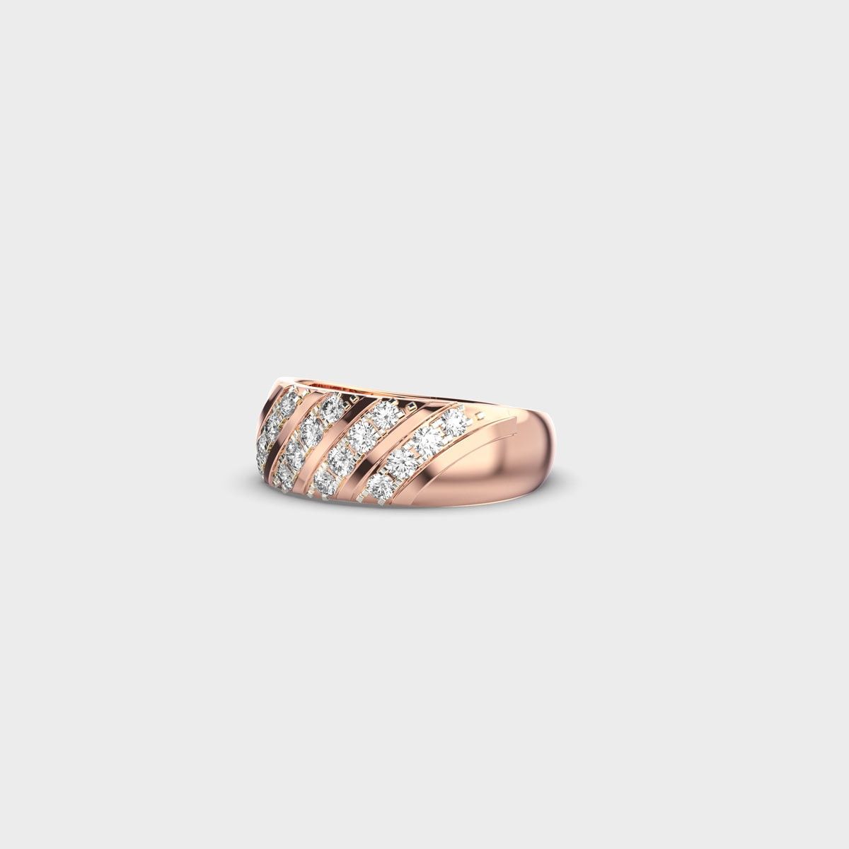 Four Line Chunky Round Diamond Ring - View 2
