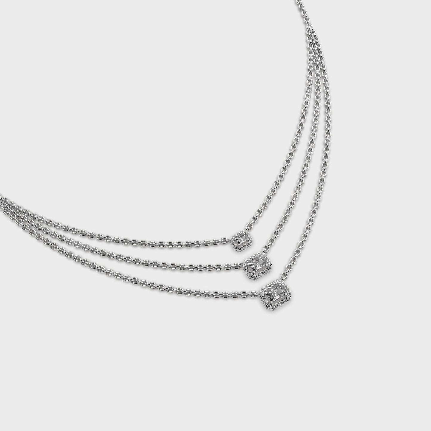 Three Layered Chic Diamond Necklace
