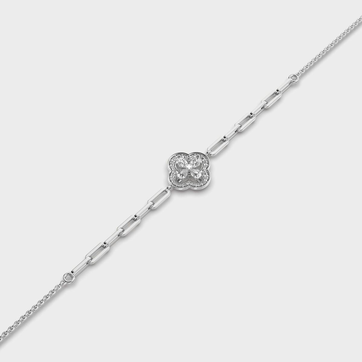 Clover Chain Linked Diamond Bracelet