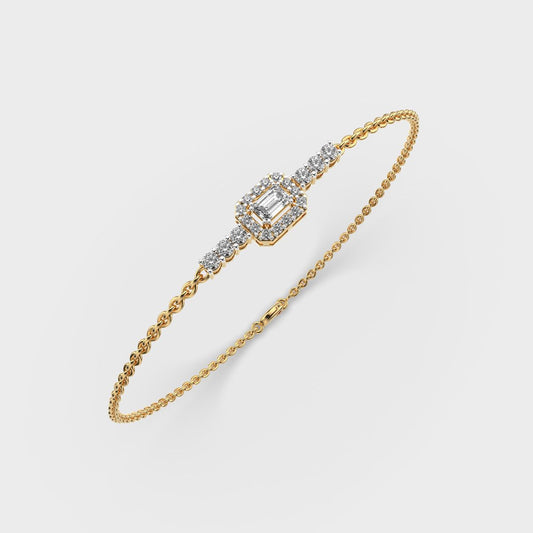 Edgy Halo Emerald Cut Diamond Bracelet