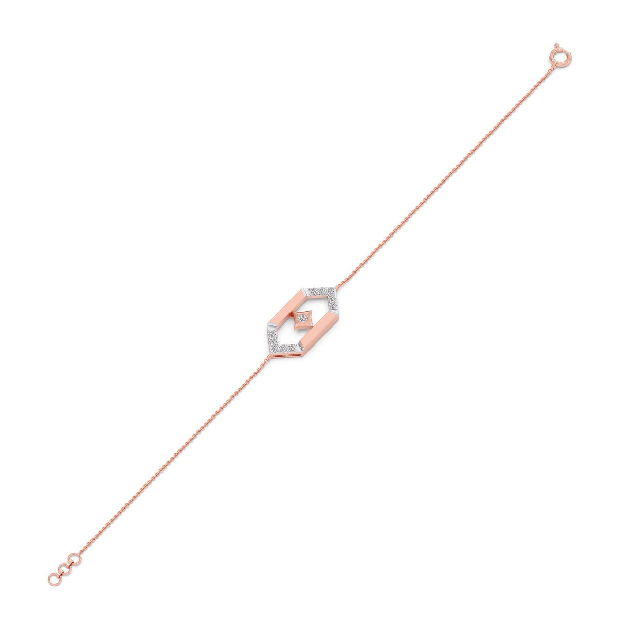 Flutter Diamond Hex Link Chain Bracelet