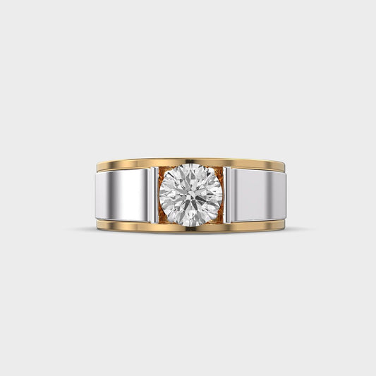 Dual Tone Diamond Solitaire Band Ring for Men - View 10