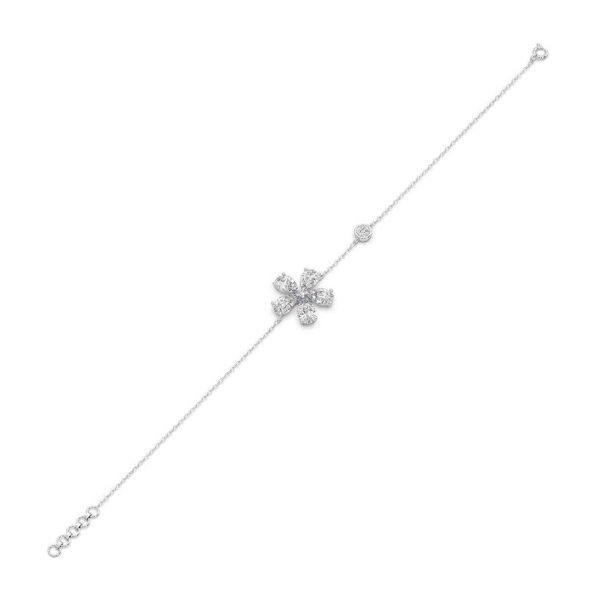 Delicate Floral Round Diamond Bracelet