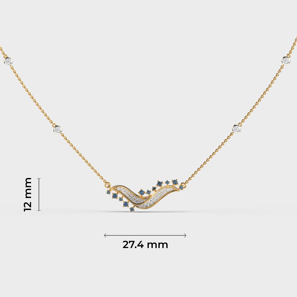 Blue Stone Wave Diamond Necklace