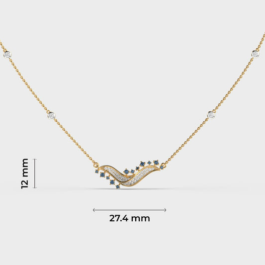 Blue Stone Wave Diamond Necklace