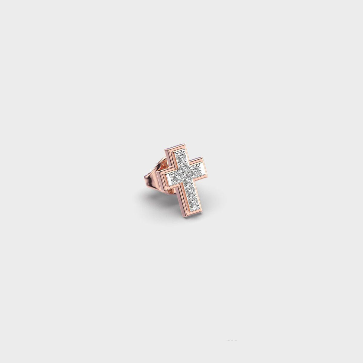 Radiant Cross Encrusted Diamond Stud For Men