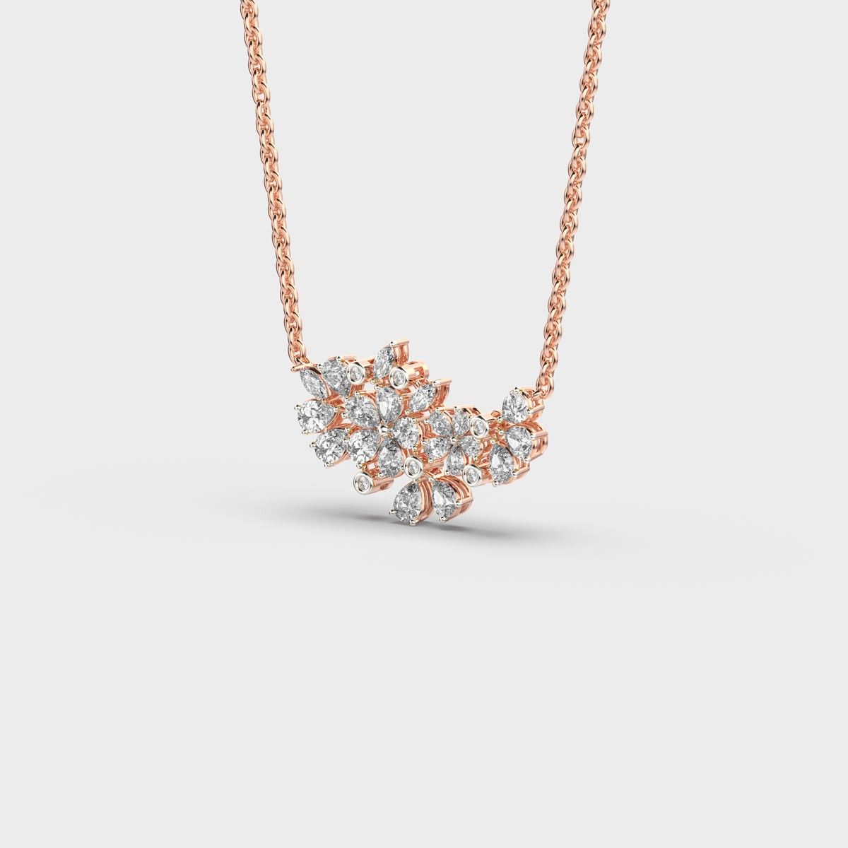 Wild Bloom Diamond Cluster Necklace (With Chain)