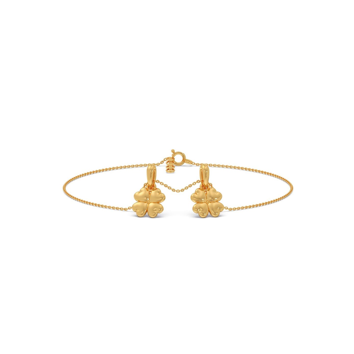 Floral Charms Plain Gold Chain Bracelet