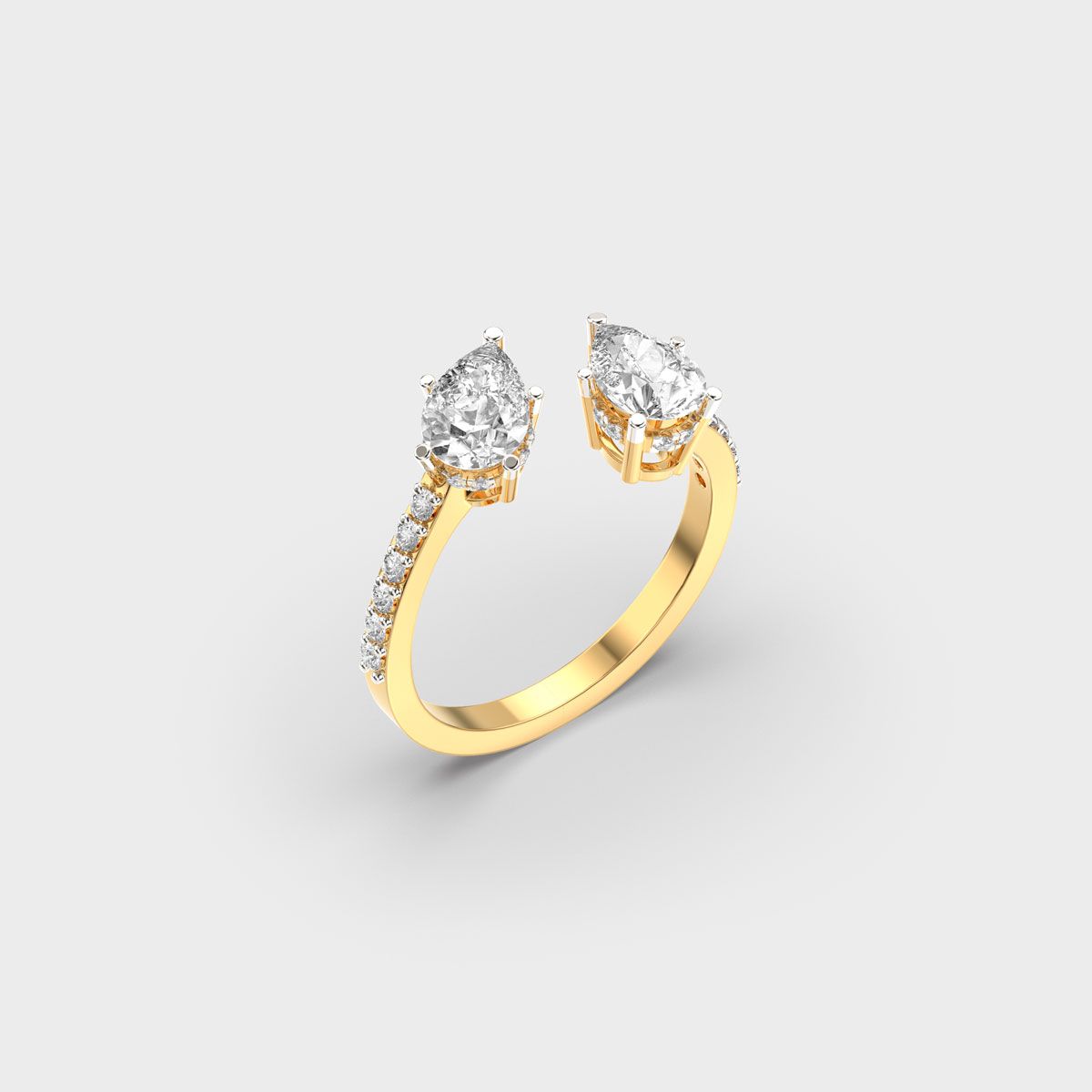 Double Drop Pear Diamond Ring - View 3