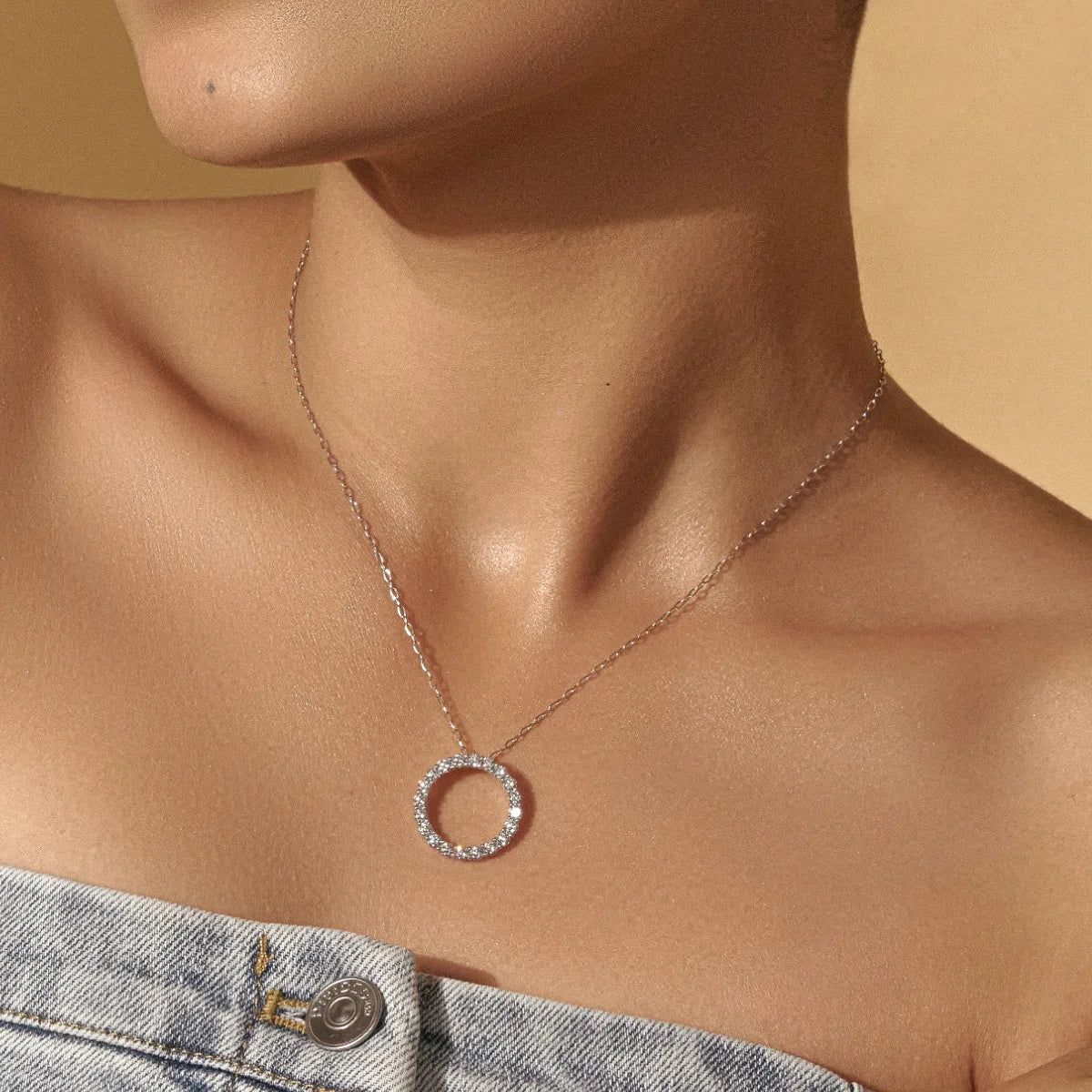 Diamond Open Circle Pendant Necklace
