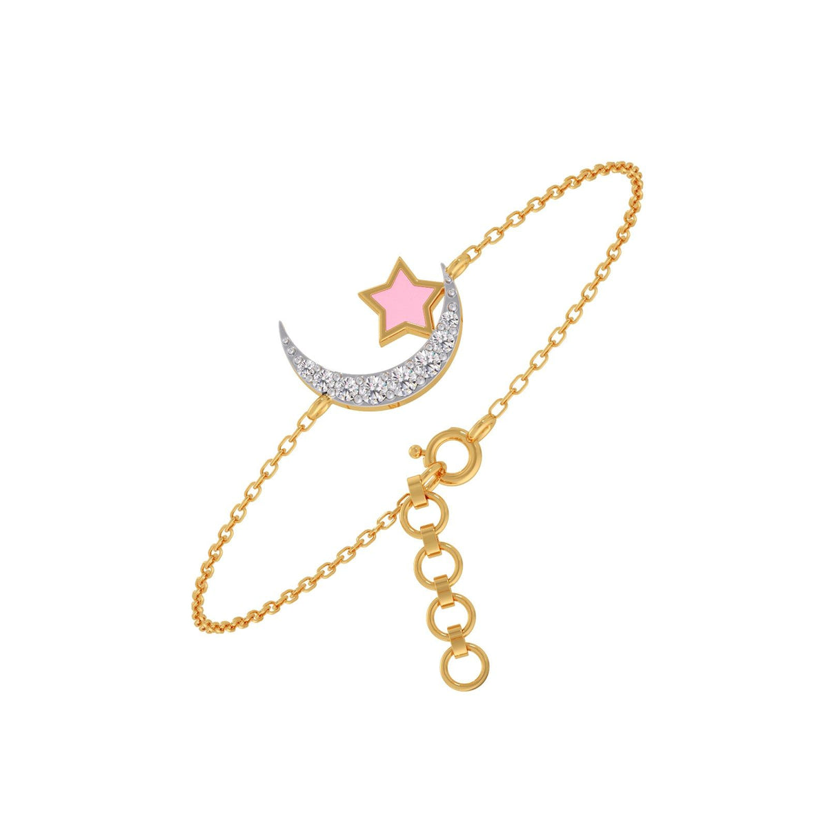 Pink Stardust Moon Diamond Kids Bracelet