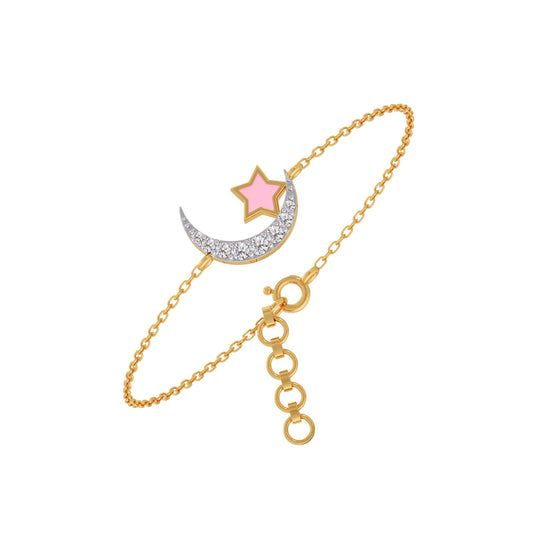 Pink Stardust Moon Diamond Kids Bracelet