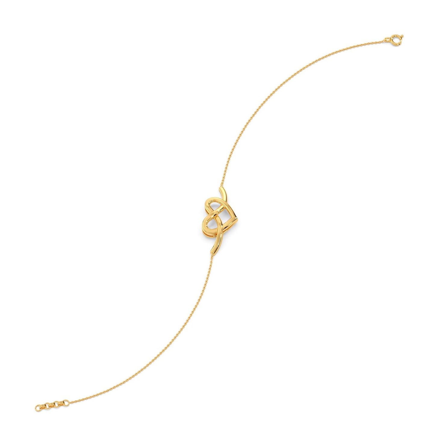 Intertwined Heart Plain Gold Chain Bracelet