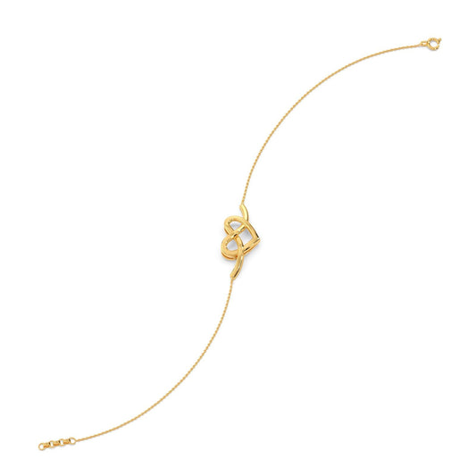Intertwined Heart Plain Gold Chain Bracelet