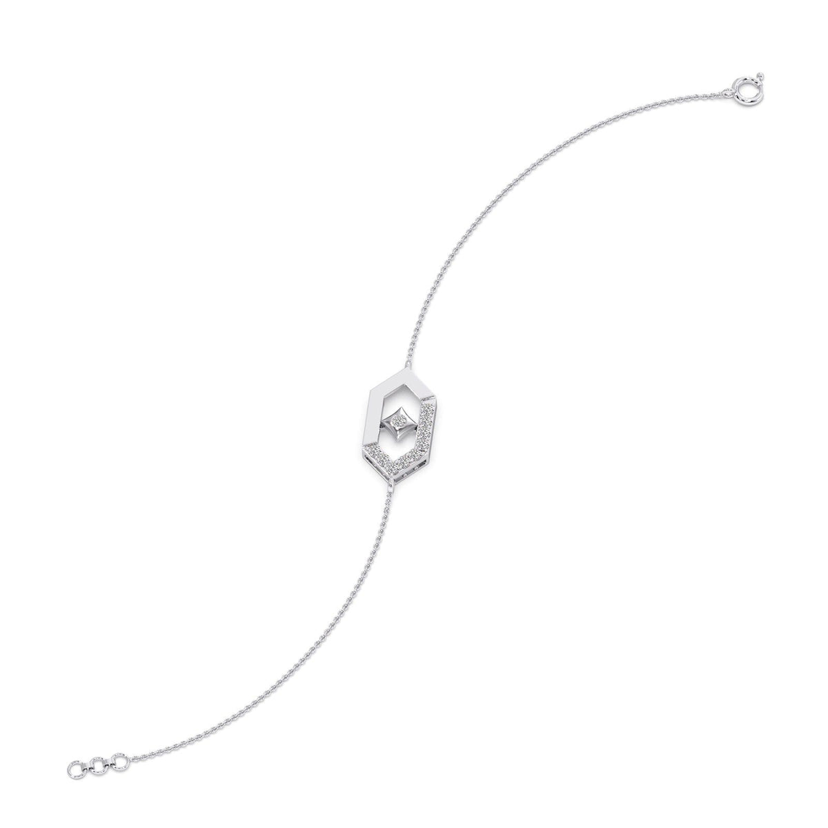 Six-Sided Glamour Diamond Chain Bracelet