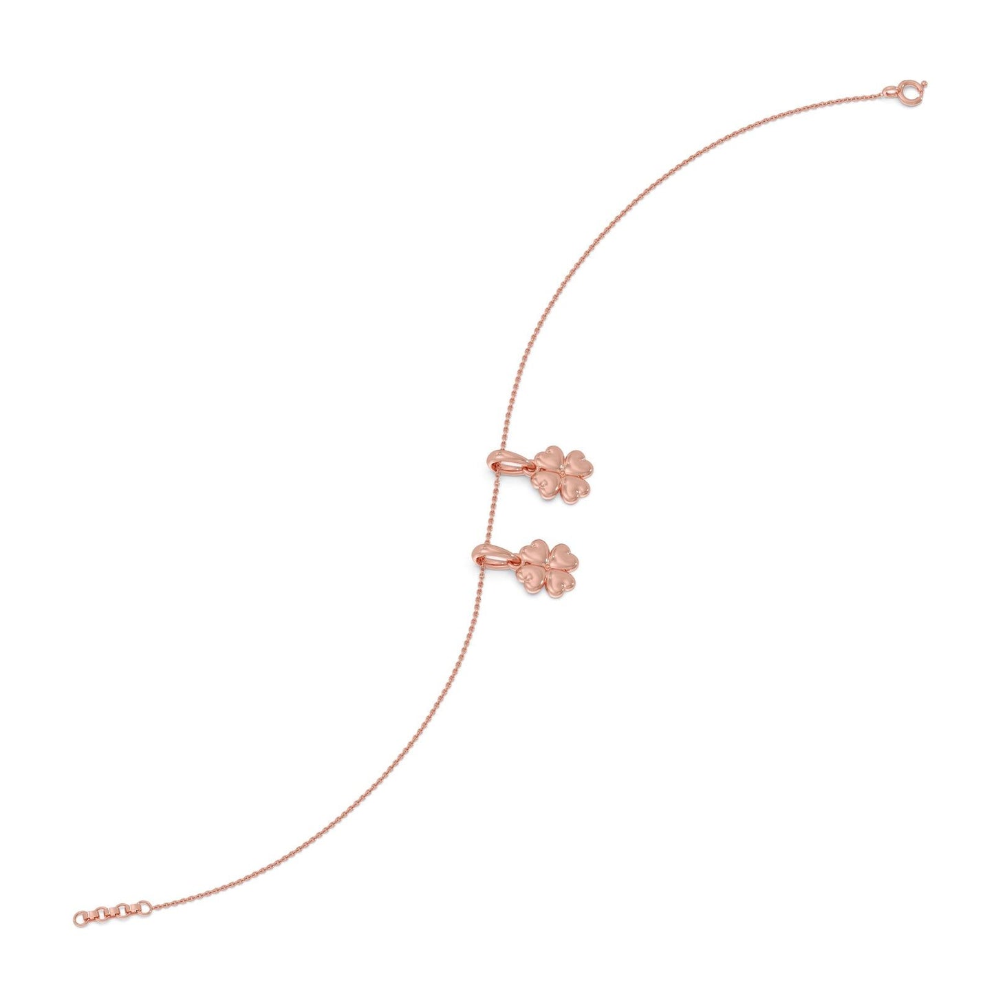 Floral Charms Plain Gold Chain Bracelet