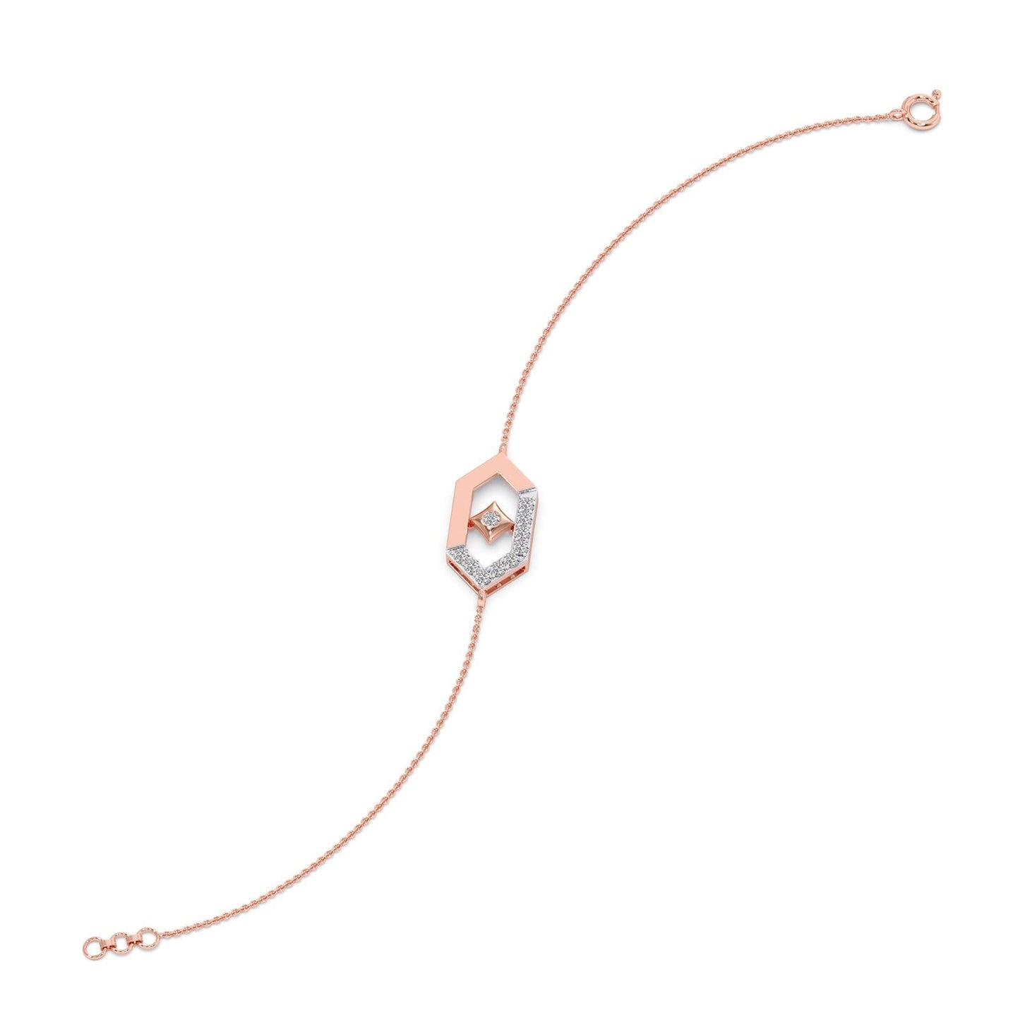 Six-Sided Glamour Diamond Chain Bracelet