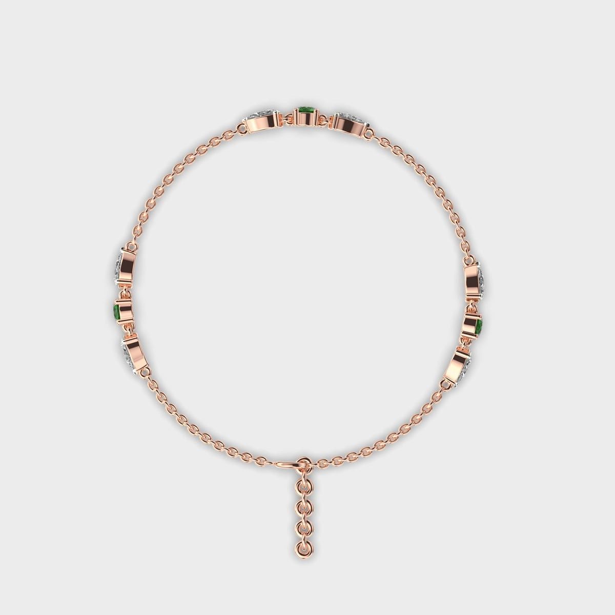 Minimal Green Stone Adele Diamond Bracelet