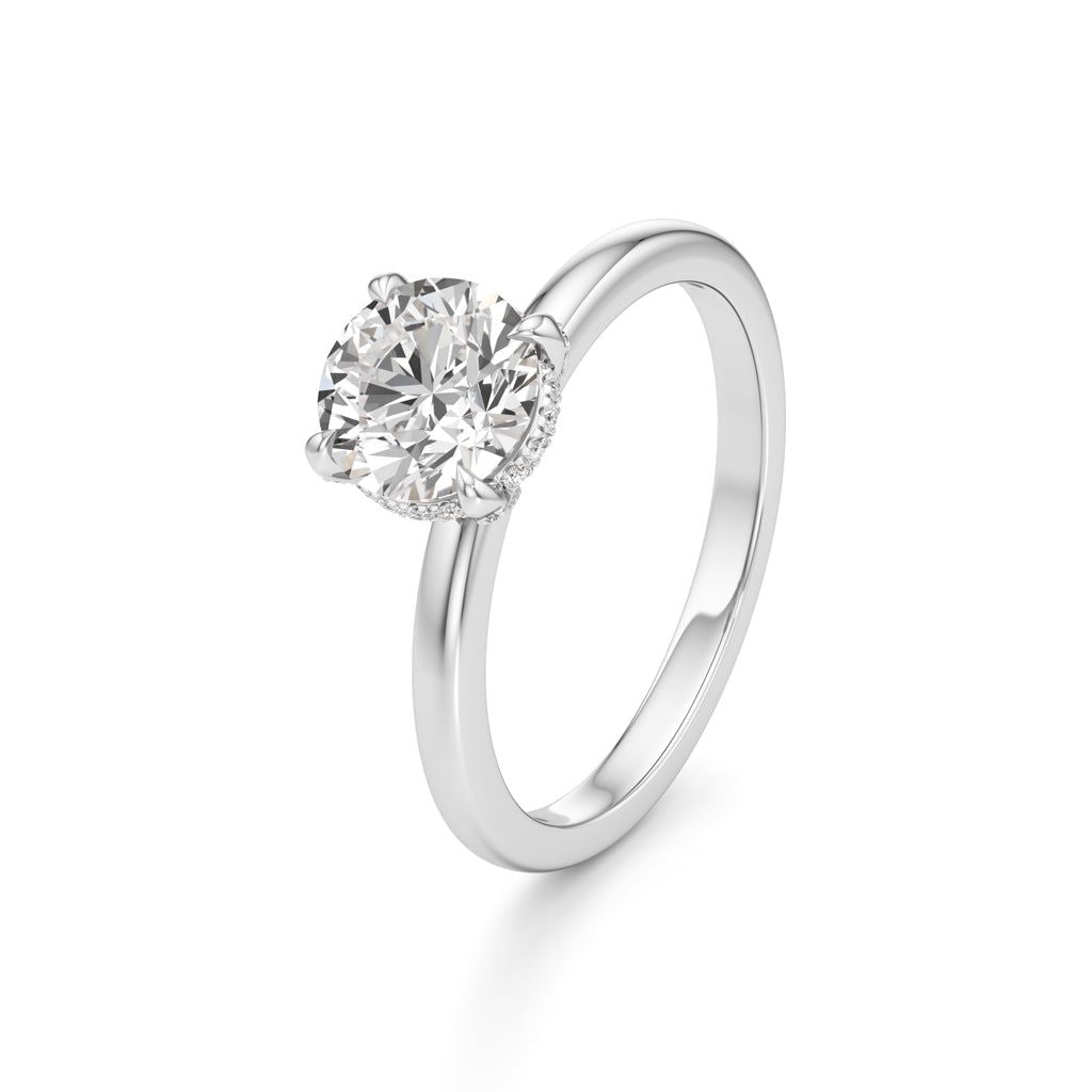 Elevated Diamond  Set Solitaire Ring