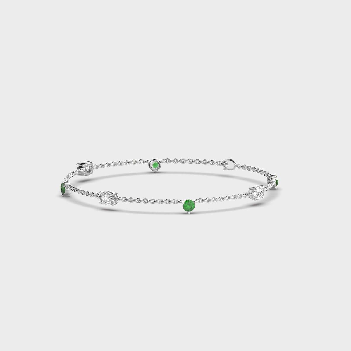 Minimal Artemis Green Dot Stone Diamond Bracelet