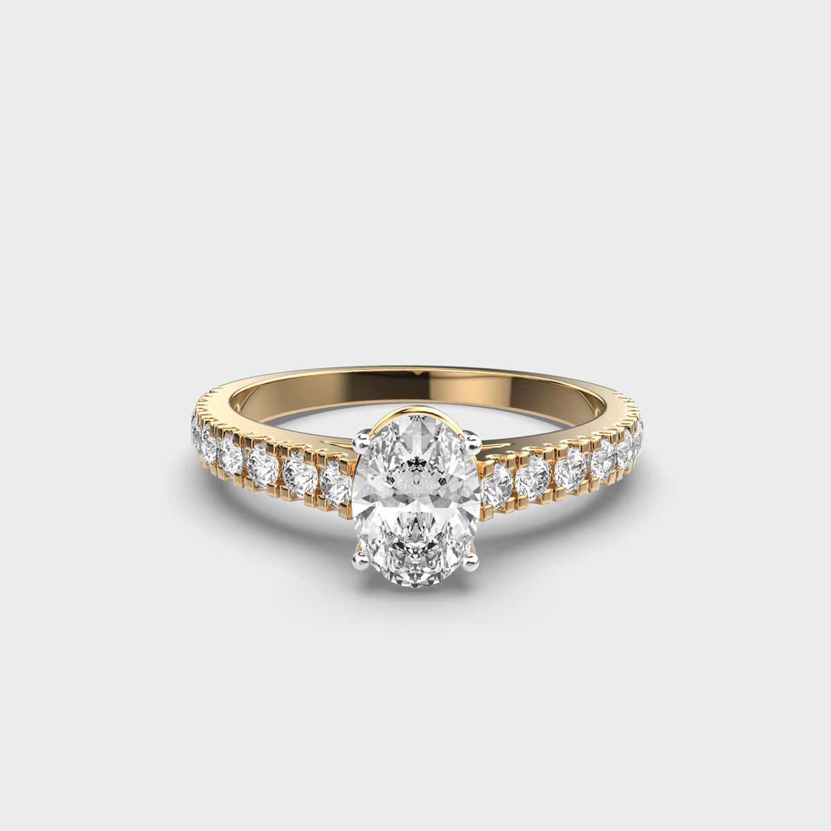 40 Cent Oval Solitaire with Diamond Band Ring - View 1