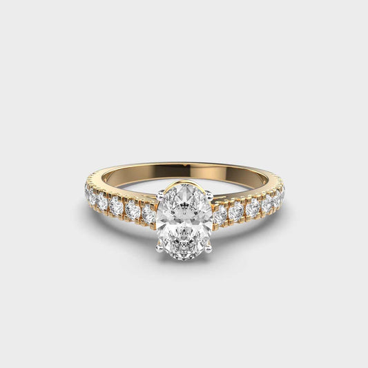 40 Cent Oval Solitaire with Diamond Band Ring - View 1