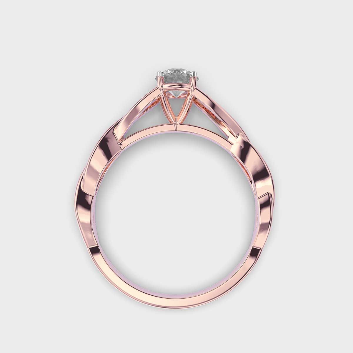 Twisted Vine Solitaire Diamond Band Ring - View 10