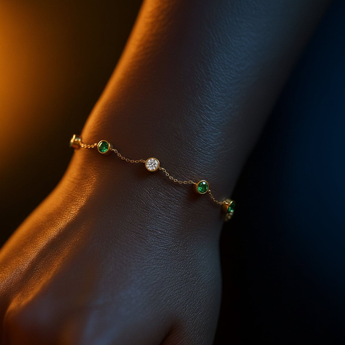 TetraGem Trio Solitaire Chain Bracelet