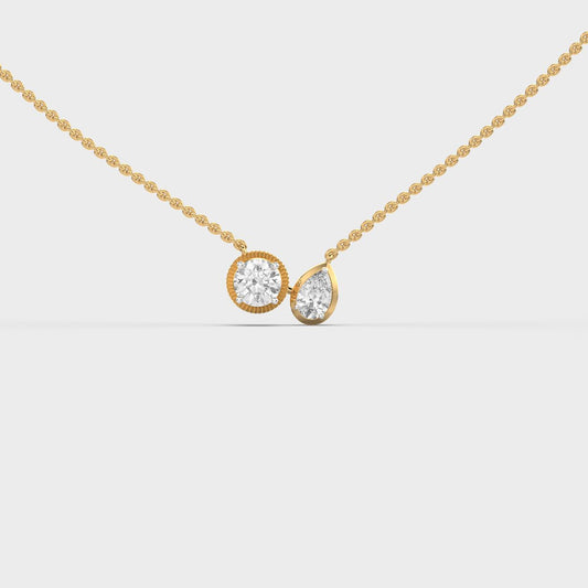 Twin Stone Bezel Diamond Necklace