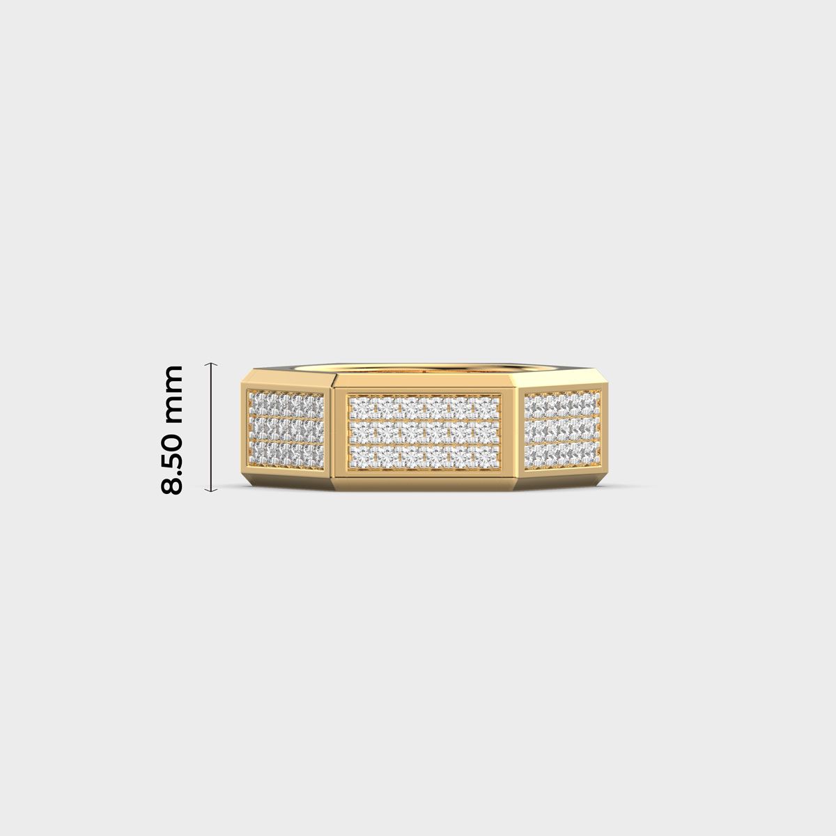 Hexagonal Pave Panel Diamond Band Ring For Men - View 5