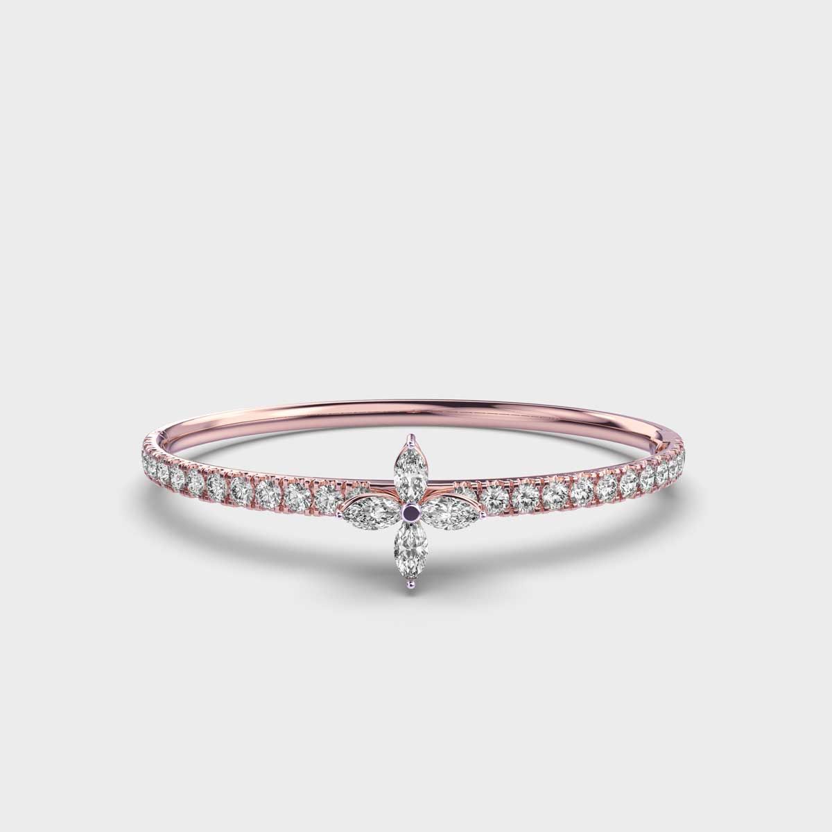 Alluring Floral Fixed Diamond Bracelet