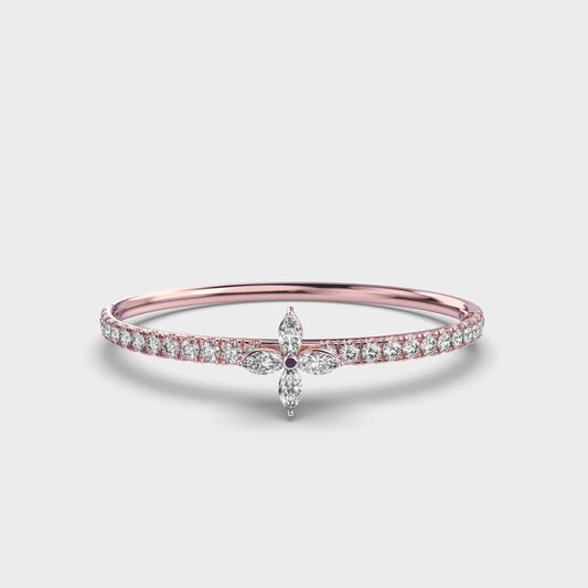 Alluring Floral Fixed Diamond Bracelet
