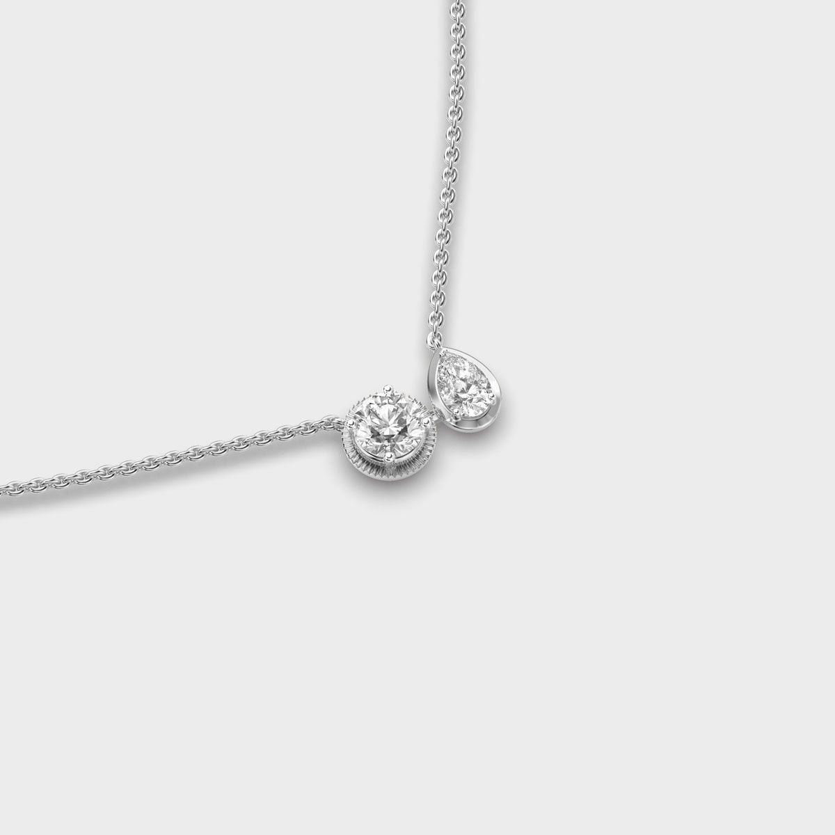 Twin Stone Bezel Diamond Necklace