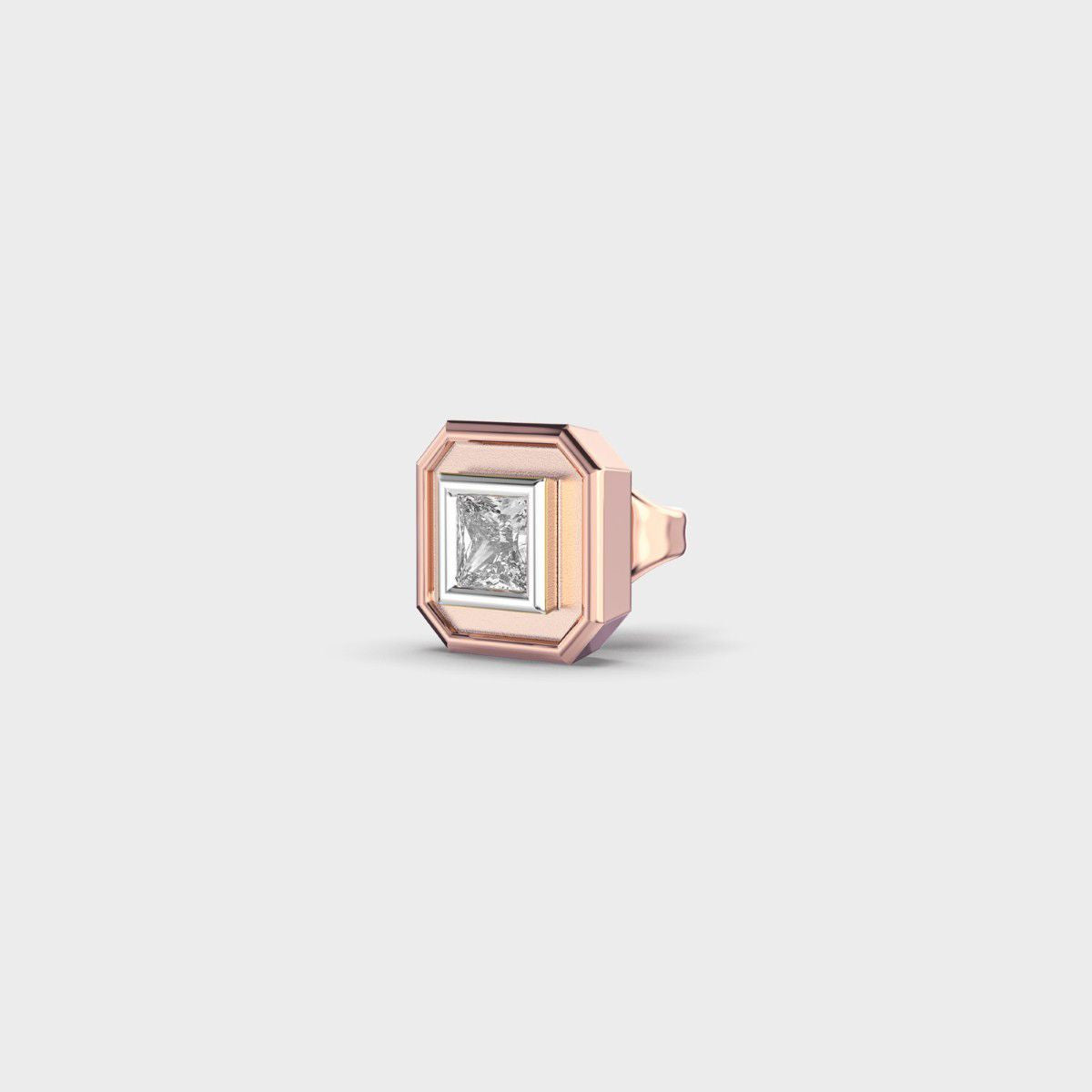 Dazzling Octagonal Princess Cut Diamond Stud For Men