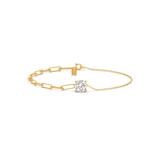 0.95 ct Round Solitaire Paperclip Chain Bracelet