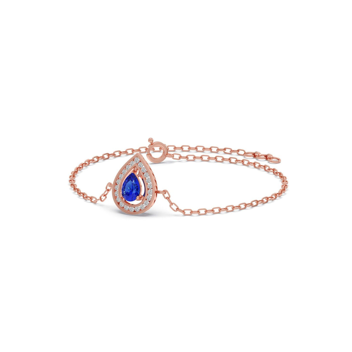 Blue Teardrop Halo Diamond Bracelet