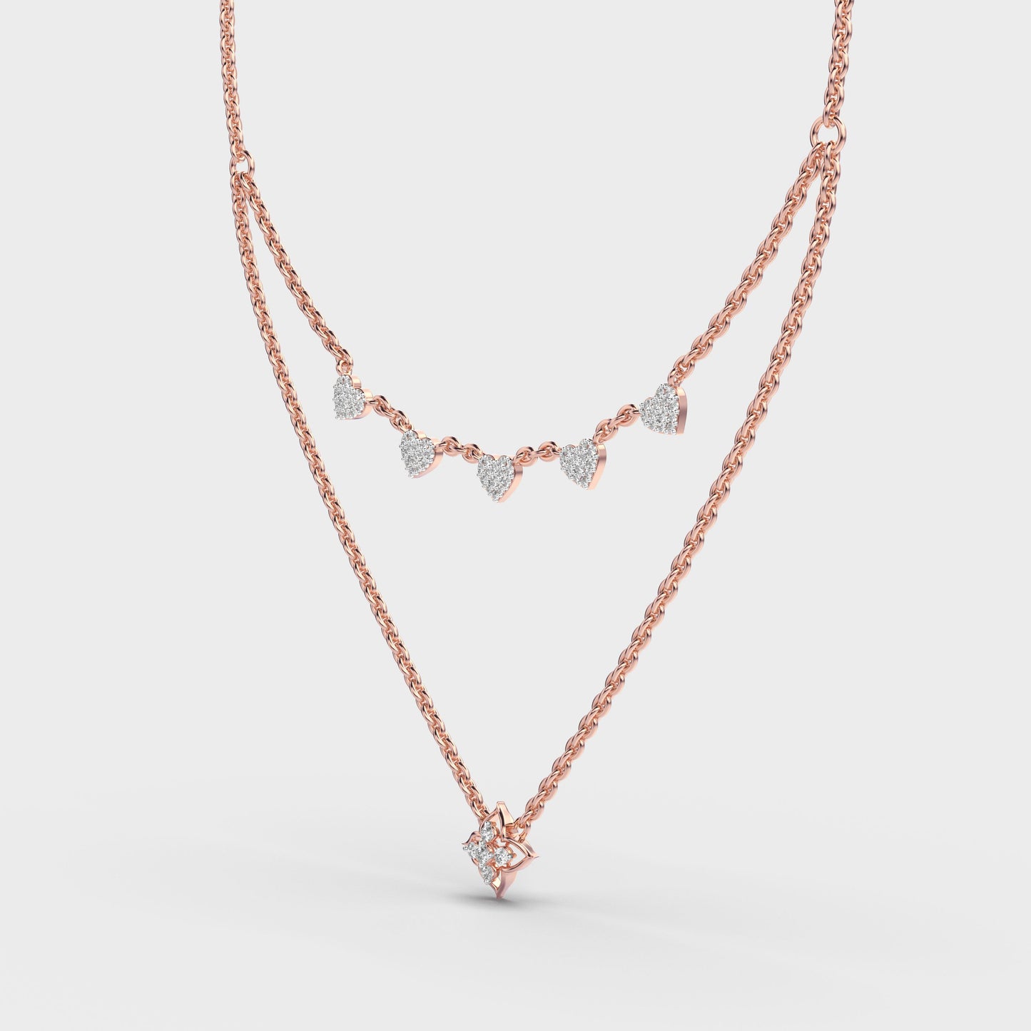 Heart Duo Layered Diamond Necklace