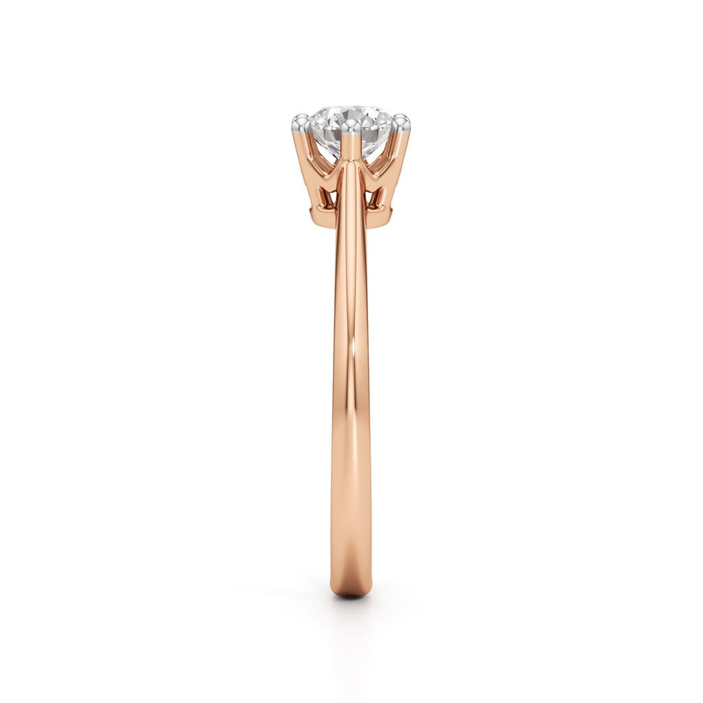 Crystellea 0.50Ct Six Prong Round Cut Solitaire Ring