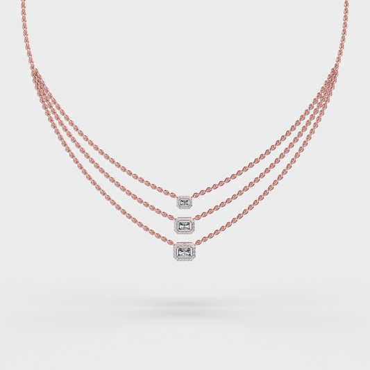 Three Layered Chic Diamond Necklace