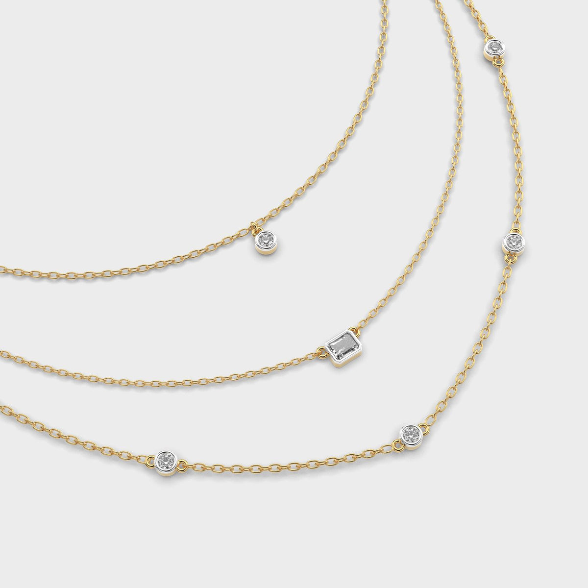 Three Layer Showcase Diamond Necklace