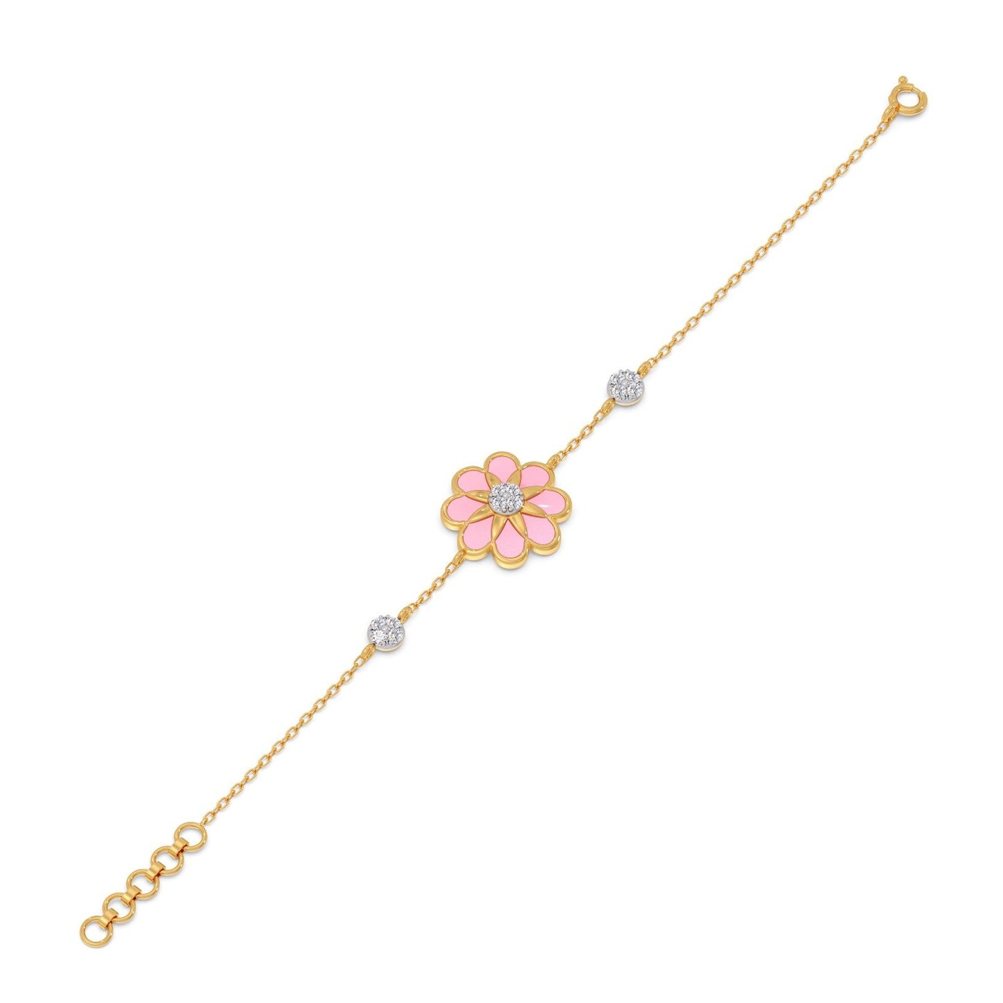 Pink Petal Bloom Diamond Kids Bracelet